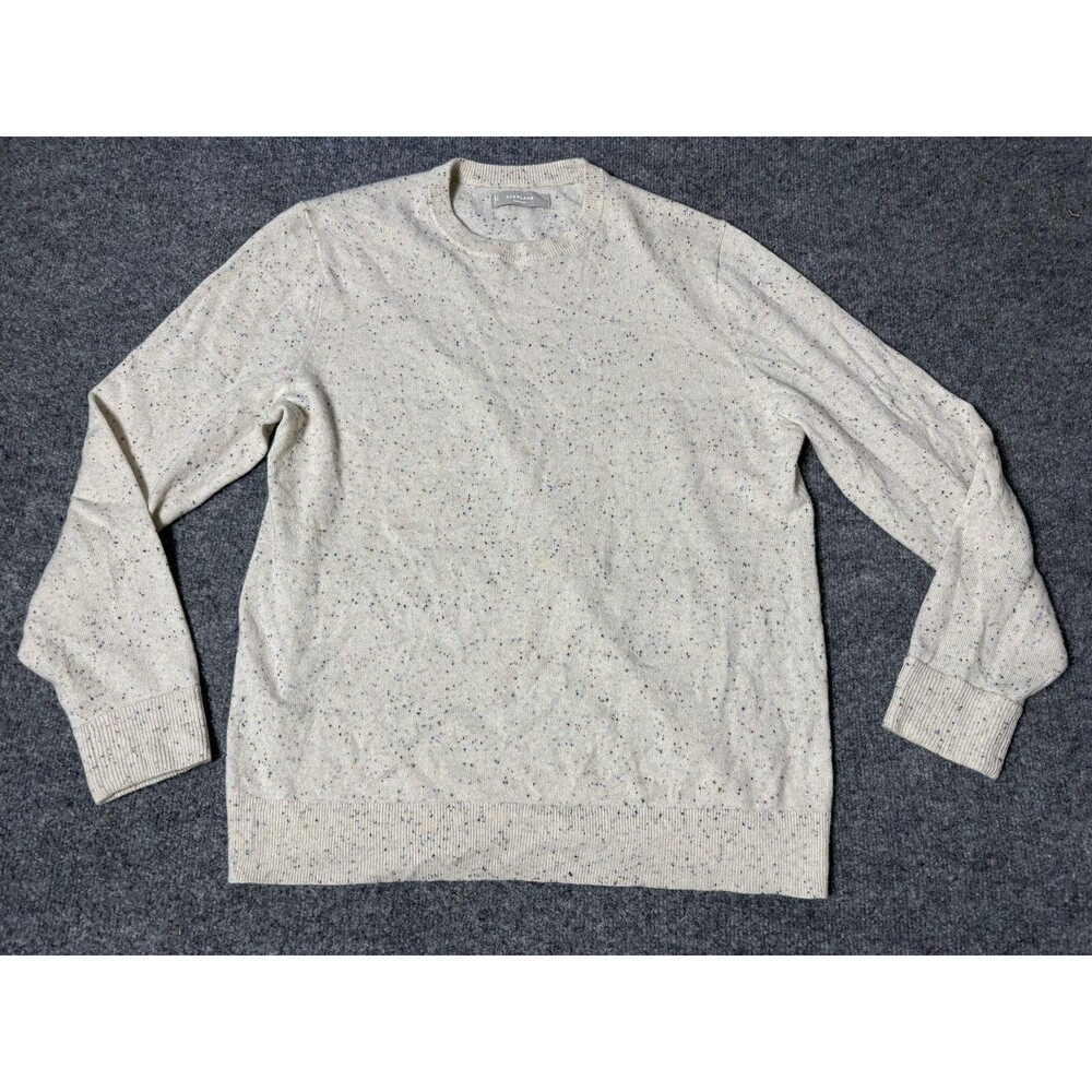 Everlane Sweater Mens L Beige Speckled Cashmere Crew Neck Pullover Long Sleeve